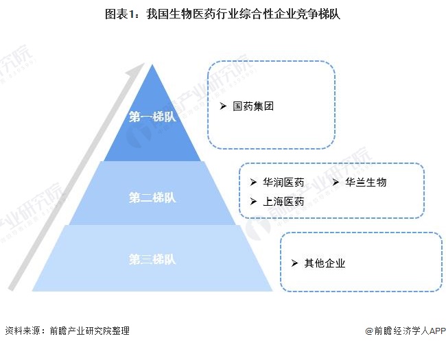 图表1：我国生物医药行业综合性企业竞争梯队